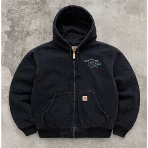 Black Carhartt J131 Blk Jacket USA Union Duck Canvas Mesh Lined L Utility Quilt